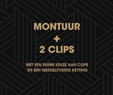 Montuur + 2 clips met een ruime keuze aan clips en een meegeleverde ketting